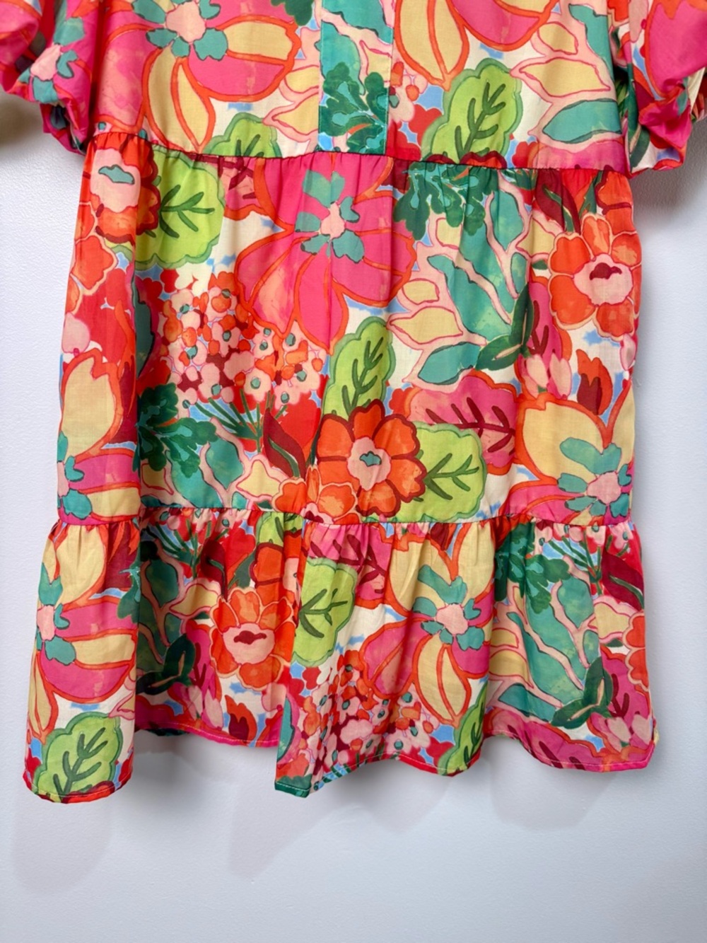 THML Floral Mini Dress in Orange, Pink, Green - Picture 4 of 7